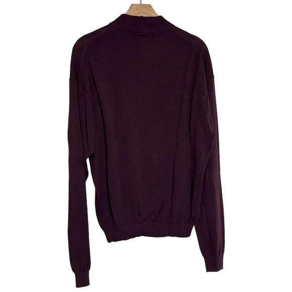 Baracuta men's L burgundy silk cotton blend mock turtleneck lightweight sweater - Picture 2 of 5